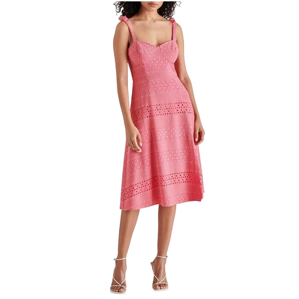 Steve Madden Carlynn Cotton Coral Embroidered Eyelet Dress Size 10